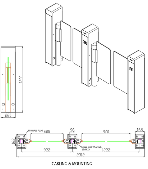 Top Footprint CAD (476 × 545 mm)