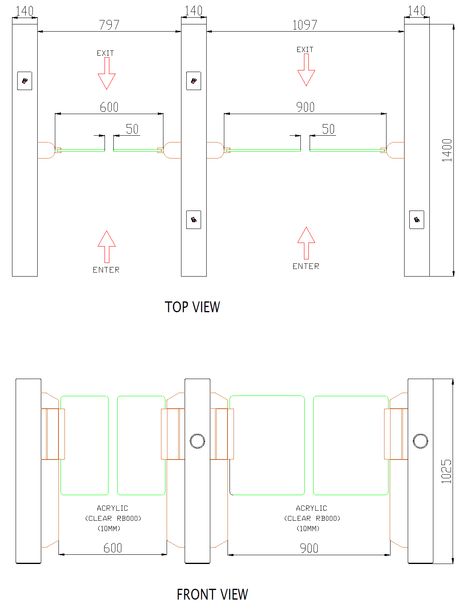 Top Footprint CAD (480 × 550 mm)